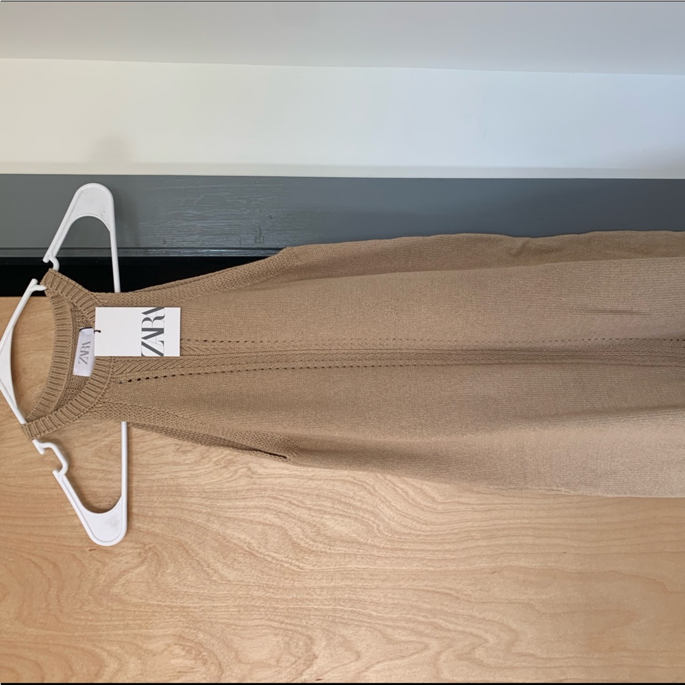 NWT ZARA - GIRLS 13-14 BEIGE KNIT DRESS